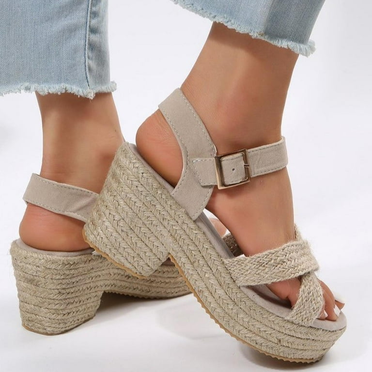 Jsaierl Platform Sandals for Women Casual Summer Muffin Wedge
