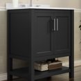 thumbnail image 6 of BizChair 30 Inch Bathroom Vanity with Sink Combo, Storage Cabinet with Soft Close Doors and Open Shelf, Carrara Marble Finish Countertop, Black, 6 of 12