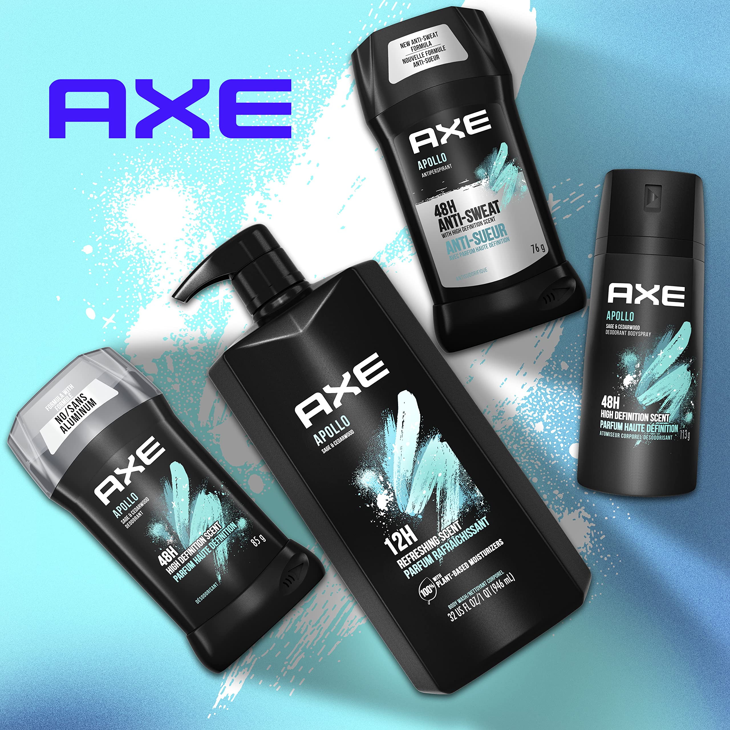 Axe Body Wash All-Day Fresh Shower Gel Apollo Sage & Cedarwood Men,S Body Wash With Odor-Busting Prebiotics 32 Oz Pump