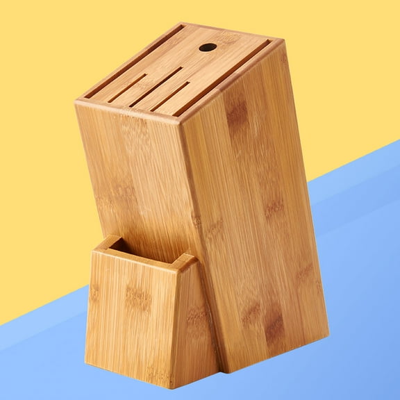 FOMIYES Kitchen Organizer Bamboo Rack Holder Empty Knife Block Holder 25x19x10cm Light Brown Modern 1Set