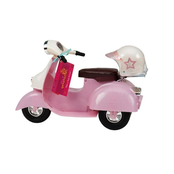 Muñeca Scooter Our Generation rosa marfil para 18 con casco