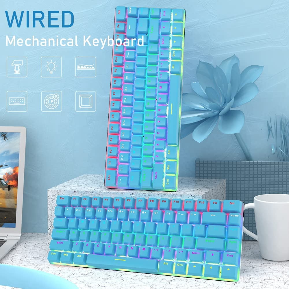 AJAZZ AK33 Mechanical Keyboard, Rainbow LED Backlit USB Cable Anti