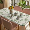 thumbnail image 3 of Summer Botanical Table Cloths for 3 Foot Rectangle Tables, Green Spring Floral Birds Vintage Patio Waterproof Elastic Fitted Tablecloths, Washable Rectangular Table Cover for Camping, 3 of 8