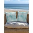 thumbnail image 5 of Outdoor Pillows Waterproof, Teal Coastal Palm Leaves Throw Pillows with Inserts Included, Summer Botanical Tropical Indoor Outdoor Decorative Lumbar Pillow for Bed/Couch/Patio 16"x16", 2Pcs, 5 of 8
