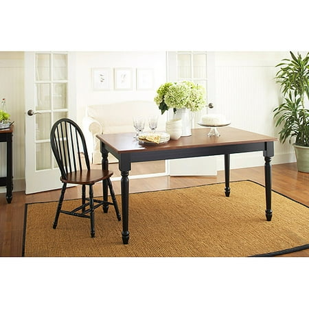 Better Homes and Gardens Autumn Lane Farmhouse Dining Table, Black and (Best Wood For Farmhouse Table)