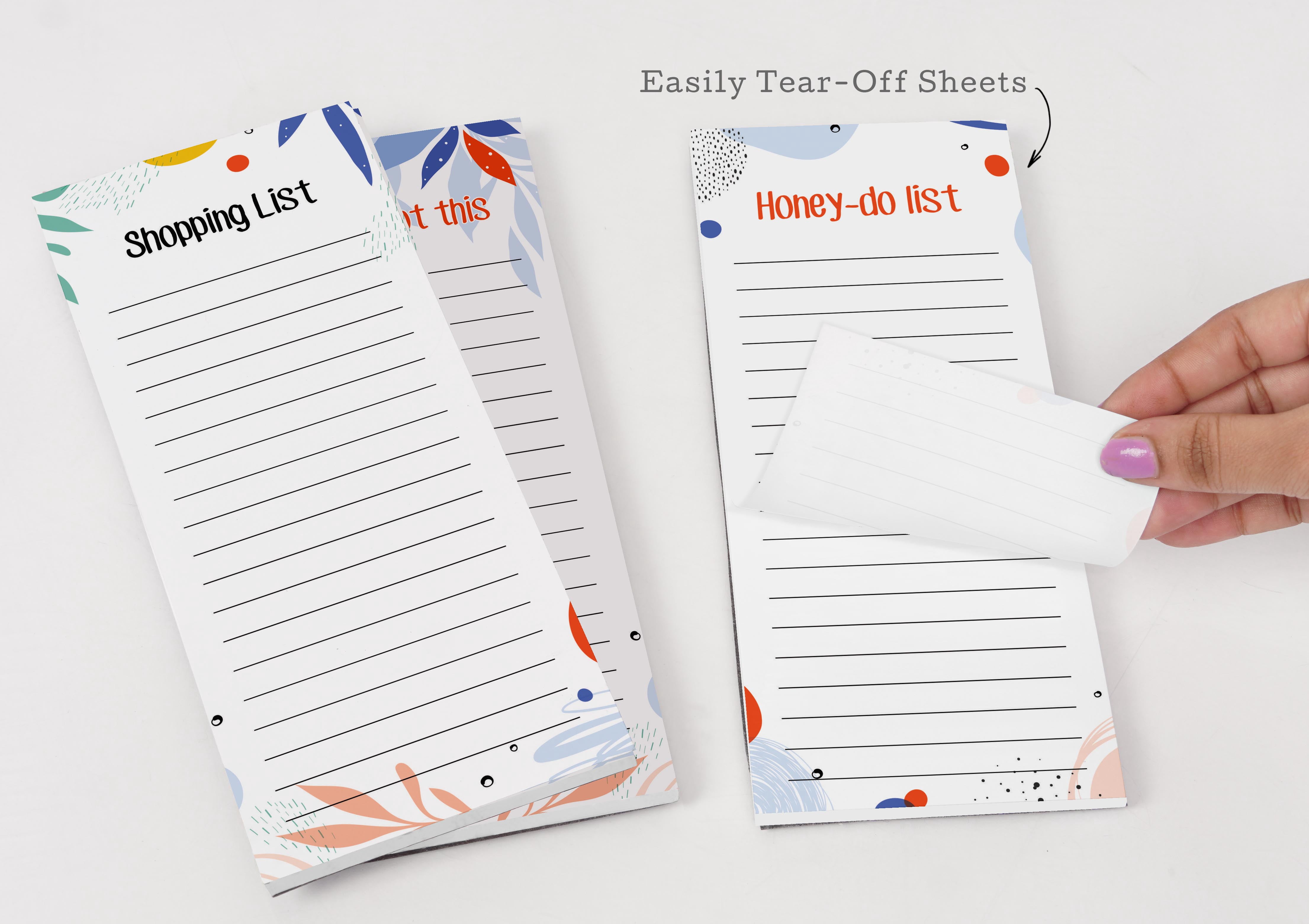 Inkdotpot Pack of 3 Magnetic Fridge To-Do List Notepads- Magnetic Memo Pads For Refrigerator-(50 Sheets Each)-FY