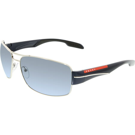 Prada Men's PS53NS-1BC5I1-65 Silver Rectangle Sunglasses