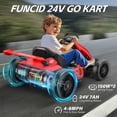 thumbnail image 5 of Funcid 24V 7AH Go Kart for Kids, 300W Powered Ride on Toys for 6+, Racing Go Kart with Drift/Sport Mode for Outdoor, Speed 4-8MPH, 110lbs Max Load, 5 of 8