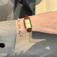 thumbnail image 5 of Vintage Women's Rectangle Wristwatch Classic Ladies Analog Quartz Watch Ultra-Thin Ladies Bangle Bracelet Watch Female Business Dress Watches with Leather Strap, 5 of 6