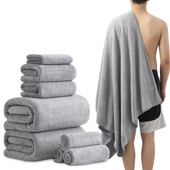 Green Essen 8 Pieces Extra Large Bath Towel35"x 70" Highly Absorbent Quick Dry Bath Sheets Bath Towel Oversized Clearance Soft Shower Towels for Bathroom Spa Hotel Gym(Dark Grey)