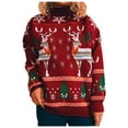 thumbnail image 1 of IROINID Chandail à Col Rond pour Femmes Imprimé Ample Mi-Long à Manches Longues Flocon de Neige Sapin de Noël Chandail pour Dames, 1 of 5