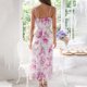 thumbnail image 3 of Puntoco Vestidos Mujer Verano Mujer Primavera Y Verano Estampado Sling Vestido Sling V-Cuello Vestido, 3 of 8