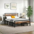 thumbnail image 4 of Costway Full Industrial Metal Platform Bed Frame Rustic Headboard Mattress Foundation, 4 of 10