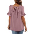 thumbnail image 4 of Blusas y blusas para mujer Elegantes camisas de verano con mangas con volantes y cuello cuadrado Blusas con lazo en la espalda OAVQHLG3B Store lin121212, 4 of 5