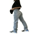 thumbnail image 2 of Female Ripped Jeans High Waist Hollow Out Trousers Straight-Leg Pants for Spring Summer Fall Light Blue, 2 of 5