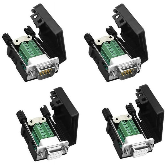 DB9 Solderless RS232 D-SUB Serial to 9Pin Port Terminal Male Female Adapter Connector Breakout Board (2-Male 2-Female)