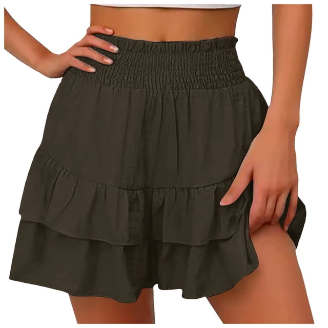 Women's Fashion Solid Color Wide Leg Shorts - Soft Rayon, Suitable for Casual/Sports, Machine Washable