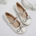 thumbnail image 3 of Rexoro Girls' Mary Jane Flats Kids Sparkly Rhinestone Bow Dress Shoes Princess Girls Shoes for Wedding Party White 13 Little Kid, 3 of 6