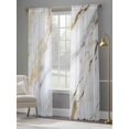 thumbnail image 4 of White Gold Marble Sheer Curtains 84 Inch Length 2 Panels Set, Abstract Simple Geometric Voile Window Treatment Rod Pocket Curtains Sheers Drapes for Bedroom/Living Room/Kitchen 52"x84"x2, 4 of 7