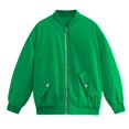 thumbnail image 4 of Comdrip Vestes pour Femmes! Veste Plissée à Col Montant avec Poches et Fermeture Éclair, Veste d'Automne Verte TP, 4 of 5