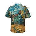 thumbnail image 3 of Daiia Impressionist Village Sky Hawaiian Shirt for Men Gentle Cotton Regular Short Sleeve Casual-Medium, 3 of 9