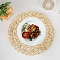 thumbnail image 2 of Boho Round Woven Placemats - Set of 4, Natural Wicker Placemats, Water Hyacinth Straw Braided Placemats, Heat Resistant Non-Slip Weave Placemats Handmade (13.8" Round), 2 of 8