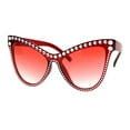 thumbnail image 2 of Womens Show Bulb Sign Engraving Plastic Cat Eye Horned Sunglasses Red, 2 of 4