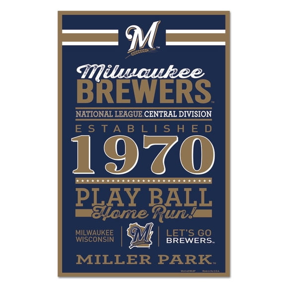 Milwaukee Brewers Sign 11x17 Wood Established Design
