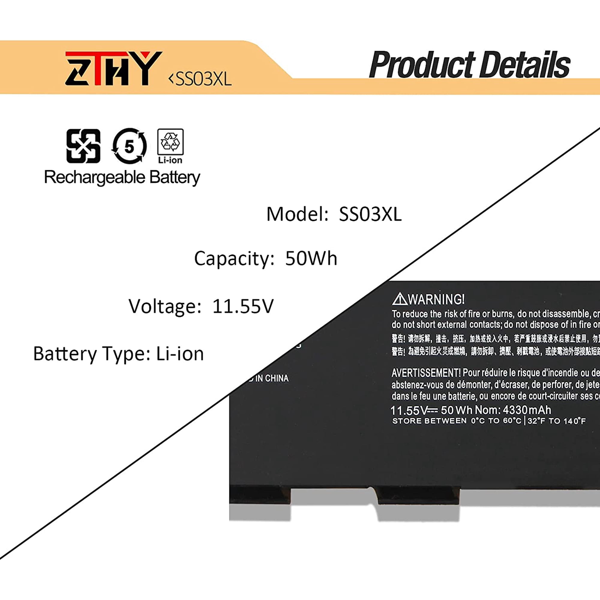 A AMANDA SS03XL 933321-855 Battery for Hp EliteBook 840 G5 G6 EliteBook 730 735 740 745 830 836 846 ZBOOK 14U G6 Series HSN-I12C HSTNN-LB8G (11.55V 50Wh