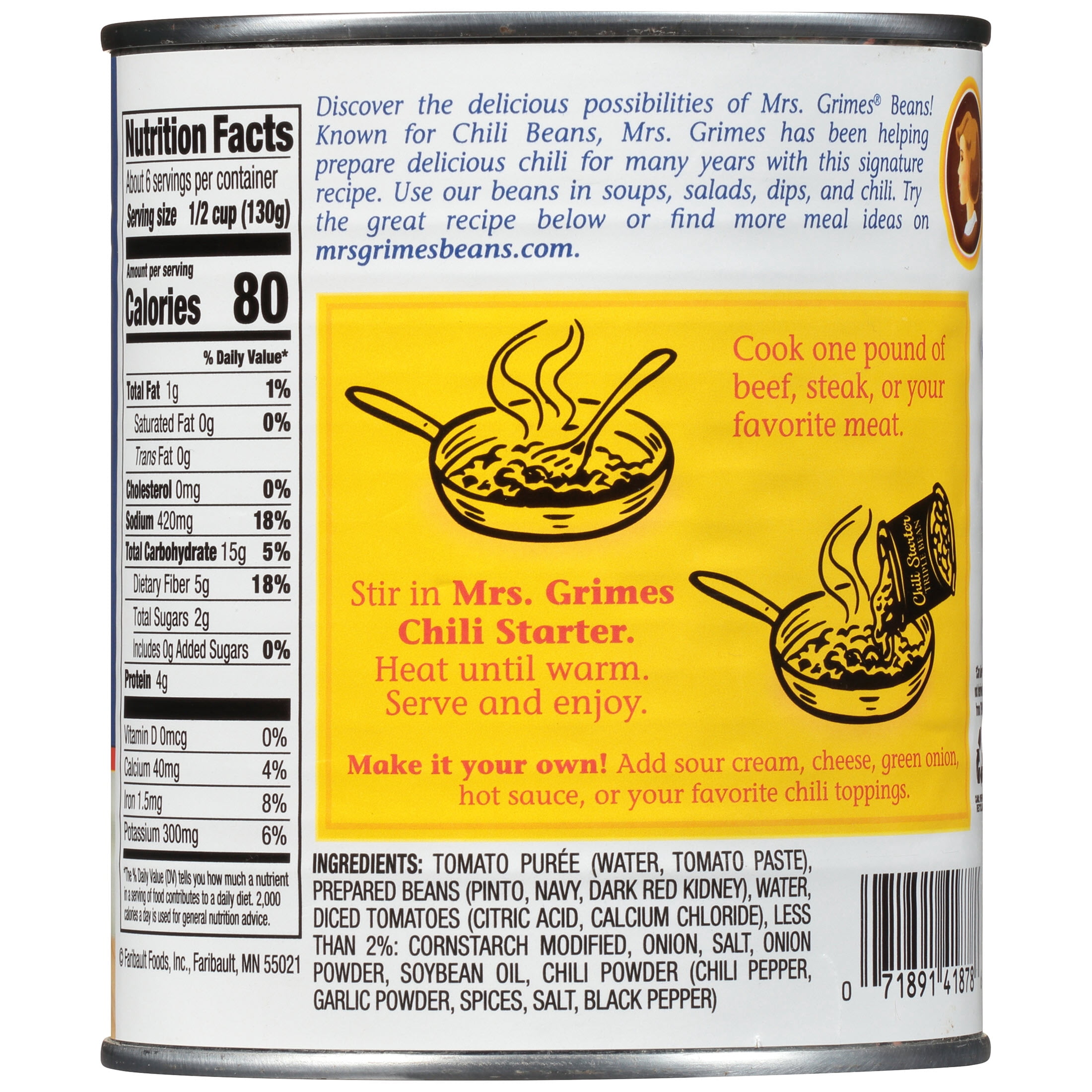 Mrs. Grimes Chili Starter Triple Bean 29 oz Can