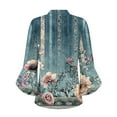 thumbnail image 5 of CYMMPU Summer Trendy Shirts 3/4 Sleeve Spring Tops Blouses for Women Dressy Casual Tunic Tops Flower Pattern Flare Sleeve V Neck Loose Fit Business Elegant Work Tops T-Shirts XL, 5 of 6