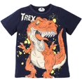 thumbnail image 3 of WOCACHI Camiseta para niños pequeños, ropa de bebé, manga corta, estampado de dinosaurio, tiburón, blusa, 3 of 5