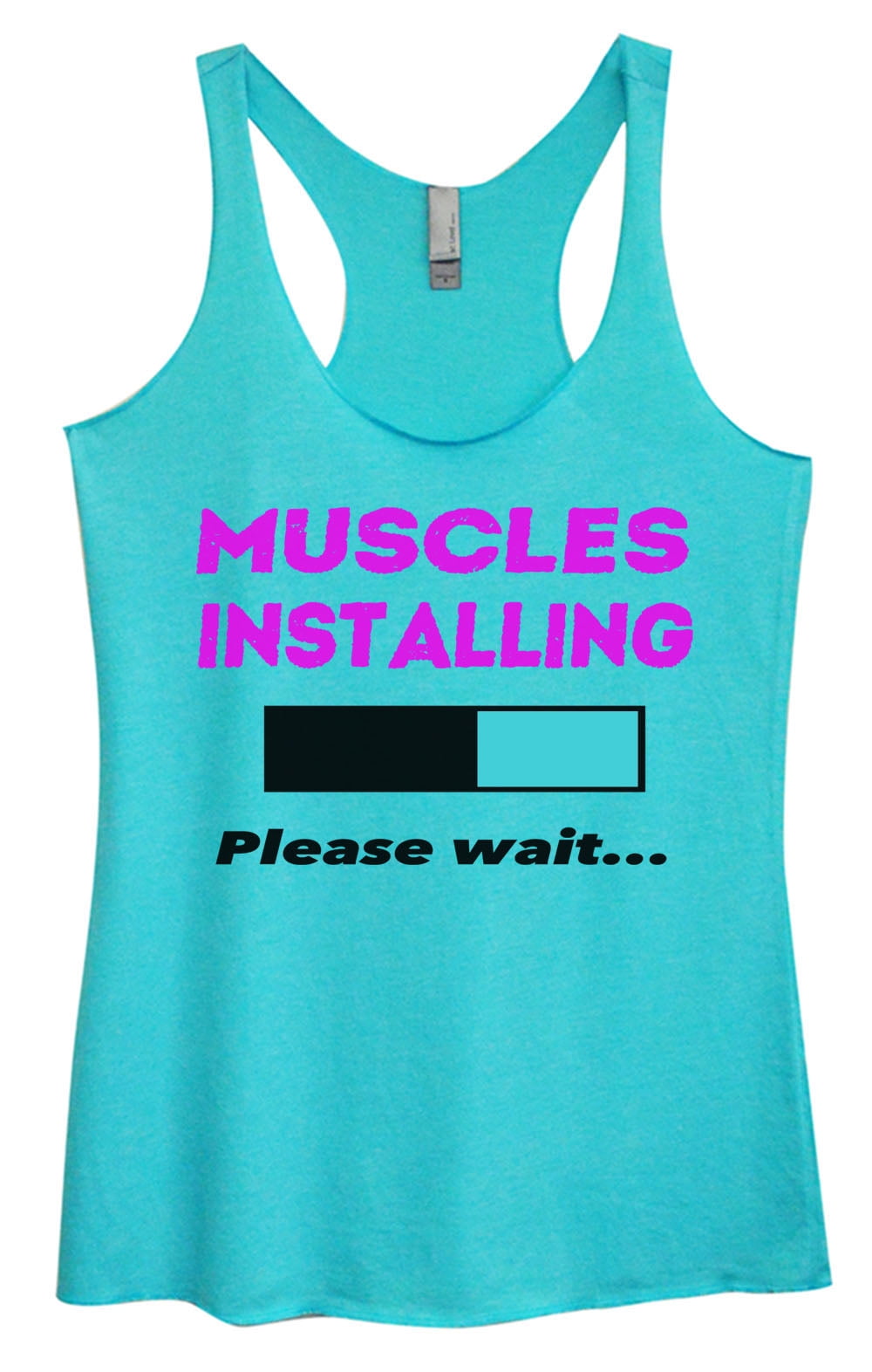 Funny Threadz Women’s Weight Lifting Triblend Tank Top “Installing Muscles Please Wait” Funny
