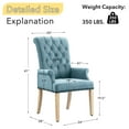 thumbnail image 3 of Foredo Elegant Linen Fabric Upholstered Armchair with Solid Wood Legs, Tufted Side Chair for Bedroom Dining Room, Blue, 3 of 8