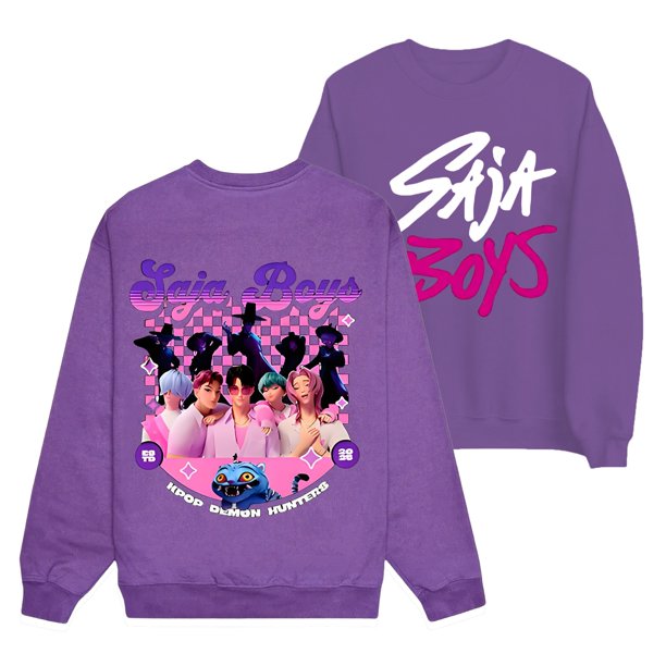Pop cazadora para niña Demon Hunters Boys Girls Fashion Round-Neck Sweatshirt Streetwear Soft Comfortable Long Sleeve Hoodie for Daily Wear Spring Fall Winter (Purple)