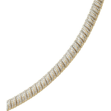 - Gold-Plate Two-Tone Genuine .04 Carat T.W. Diamond Tennis Bracelet