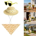 thumbnail image 4 of ZhangC Mini Desk Goose Outfits, 7 Inches Mini Desk Goose Clothes with Straw Hat & Heart Sunglasses, Cute Decor Accessories for Desk Geese or Duck Statue for Summer(Yellow), 4 of 7