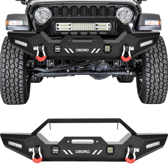 VibrantEcho Front Bumper with LED Lights for 2018-2025 Jeep Wrangler JL & Unlimited