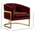 thumbnail image 5 of Meridian Furniture Carter Fauteuil d'Appoint en Velours Bourgogne avec Base Dorée, 5 of 5