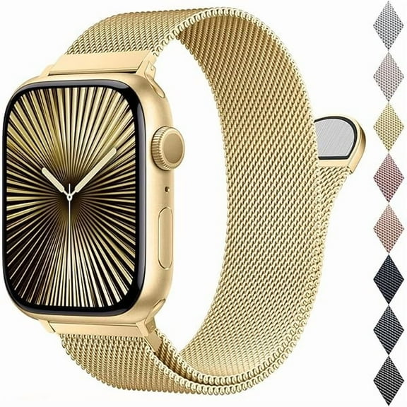 lulufa Mesh Metal Loop Compatible with Apple Watch Band 40mm 41mm 38mm 42mm Series SE 10 9 8 7 6 5 4 3 2 1 Women Men, Stainless Steel Strap with Magnetic Clasp for iWatch Bands