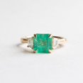 thumbnail image 1 of Natural Green Emerald Ring For Women's 925 Silver Emerald Stacking Ring, 1 of 4