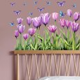 thumbnail image 2 of Adhesivos de pared de PVC con forma de tulipán y mariposa morados, 2 of 4