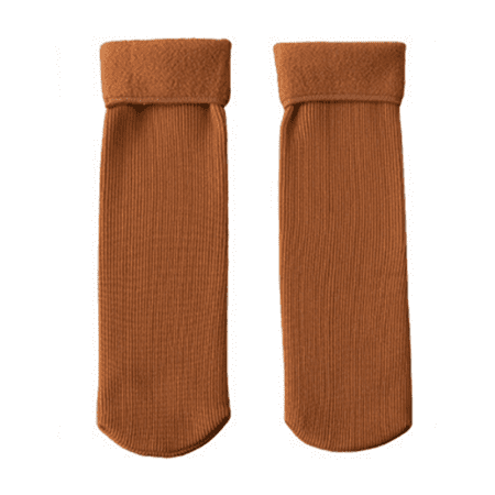 

QUNAG Women/Men Winter Snow Boots Socks Warm Middle-tube Socks Thicken Thermal Socks Fleece Soft Cosy Socks Floor Sock(Brown)