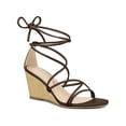 thumbnail image 1 of BLISSFUL STEP Sandales à Talons Compensés Lacées pour Femmes Café (Taille 10), 1 of 7