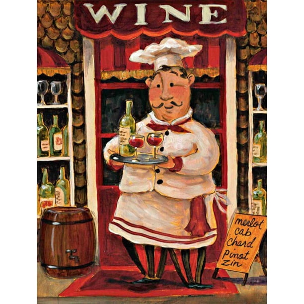 Vino Chef comida pan DIY diamante pintura Kits completo redondo taladro pared decoración Tmvgtek Oficina Multiescena Multifunción