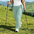 thumbnail image 3 of Women's Plus Size Lightweight Hiking Joggers, Stretch Active Pants, Quick Dry Water-Resistant Athletic Pants for Women, Stretch Drawstring Active Joggers with Zipper Pockets Light Green, 3 of 5