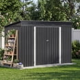 thumbnail image 1 of DEXTRUS Abri Extérieur en Métal 8,5 x 3,5 Pi avec Évent et Porte Verrouillable, Rangement de Jardin et Mobilier de Patio Résistant aux Intempéries, Gris, 1 of 10