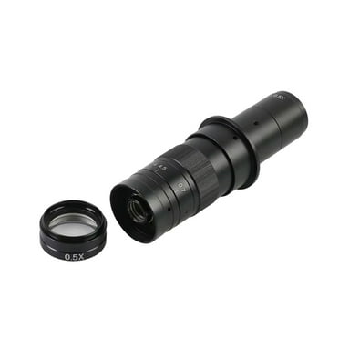 Objectif Zoom C-Mount 0.7x-4.5x 180X avec 0.5X barlow pour Microscope Caméra Réparation Mobile Soudure