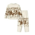 thumbnail image 2 of Goofa Western Desert Cowboys1 Printed Women’s 2 Piece Pajama Set Super,Pajamas Women's Long Sleeve Sleepwear Soft Button Down Loungewear Pjs Lounge Set Nightwear-Medium, 2 of 9