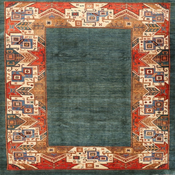 Ahgly Company Machine Washable Indoor Square Traditional Dark Sienna Brown Area Rugs, 3' Square